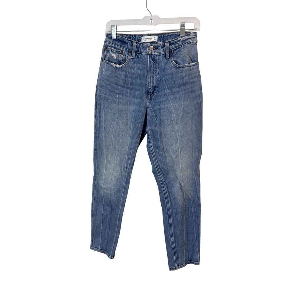Abercrombie & Fitch High-Rise Blue Straight-Leg Jeans